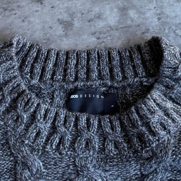 Vintage Y2K Asos Grey Knit Essential Corded Sweater - Picture 3 of 3